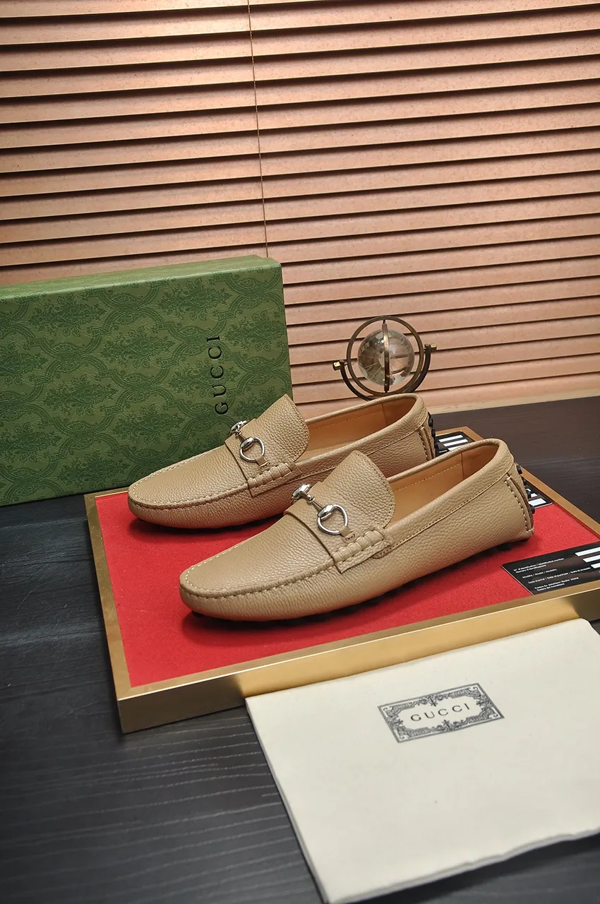 Men's Men's Shoes💰420💶【GUCCI】 (High-end Niuli) New 🍀Gucci*——Gucci Doudou Shoes! Made of imported original cowhide, the inner top layer is comfortable cowhide lining! Original wear-resistant rubber outsole! High quality products! Code number 38-44!